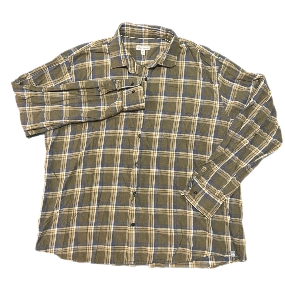 Peter Millar Mens LongSleeve Cotton Plaid Lightweight Flannel ButtonDown XL